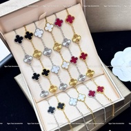 Glossy laser four-leaf clover bracelet, rust-free titanium four-leaf clover bracelet