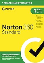 Norton 360 Standard 2021 – Antivirus Software for 1 Device with Auto Renewal – Includes VPN, PC Cloud Backup &amp; Dark Web Monitoring Powered by LifeLock [Key Card]