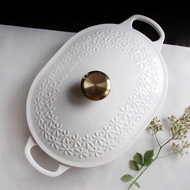 France LE CREUSET 31cm Oval Cast Iron Crock Pot Runway Pot Stock Pot Cooking Pot