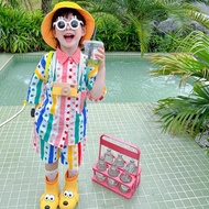 [Limited Time Promotion] 2026 Summer Boys Children Suit Rainbow Polka Dot Hawaii Shirt Seaside Beach