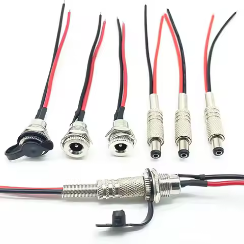 DC099 5.5 x 2.1 / 5.5 x 2.5 mm DC Power Socket Threaded Male to Female Adapter with 20cm Cable - DC-