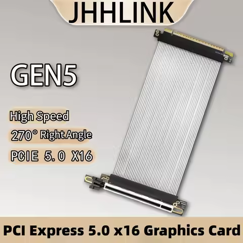 PHANTEKS 217E Pcie 5.0 X16 Riser Cable- NZXT H1 270° Reverse Right Angle Silver Plated Cable GEN 5/4