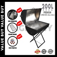 BBQ Grill Outdoor Drum Set Tong Drum 200L BBQ Set Complete With Grill Net Big Size Suitable For Home