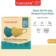 Yukazan Adult 4ply 3D Fit Sage & Pumpkin Protective Medical Face Mask (20 Pcs/Box)