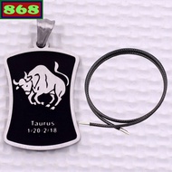 Taurus - Taurus stainless steel pendant with black rubber strap necklace + stainless steel hook, Zod