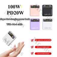 100W Super Fast Charging Power Bank 20000mAh With Built-in 4 Portable Powerbank PD20W Mini Power