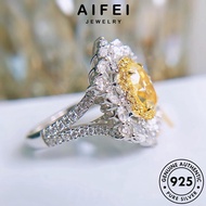 AIFEI JEWELRY Women Perak Cincin Korean Silver 純銀戒指 Sterling Ring 925 Accessories Personality Oval Perempuan Original Adjustable Citrine For R1895