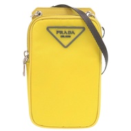 Prada 三角形尼龍皮革黃色手機包肩背包 黃色 0565 [二手] 成色極佳