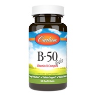 Carlson B-50 Gels Vitamin B Complex 50 Soft Gels Cellular Support & Energy Production