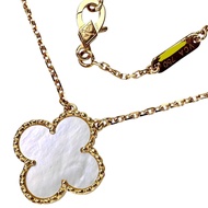 Van Cleef & Arpels Vintage Alhambra Old Model Mother-of-Pearl (White Shell) Necklace, K18YG Yellow G