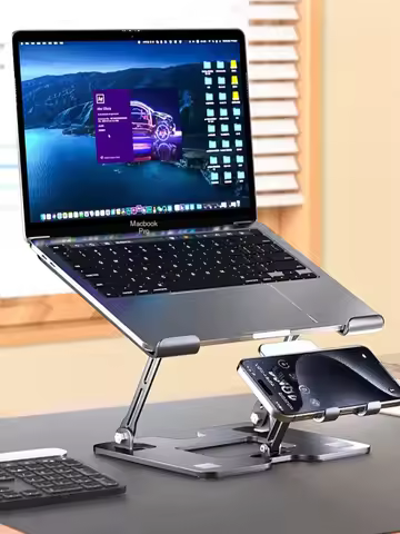 Laptop Stand Office Liftable Carbon Steel Laptop Stand Two in One Heightened Foldable Vertical Cooli