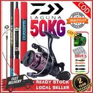DAIWA Reel rod fishing set pancing set joran pancing fishing rod spinning reel pancing benang 1.8M
