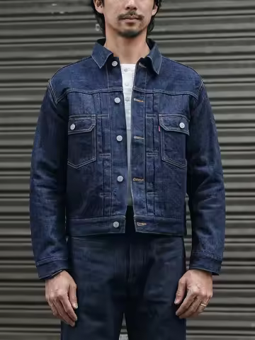 Pop Rugged Bronson 1952 Blanket Lined Type 2 Selvedge Denim Jacket Sanforized 817XX Men's Jean Outer