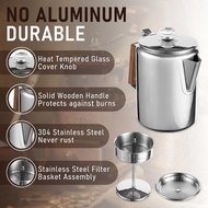 【JJL】-Coffee Percolators Stovetop for Camping Percolator Coffee Pot Stainless Steel Coffee Maker Cam