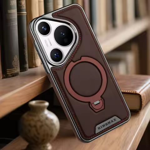 Magnetic Rotating Bracket Leather Case for Huawei Pura 70 Pro Plus P60 Mate 70 Mate60 Wireless Charg