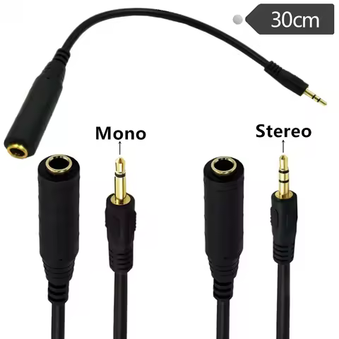 3.5mm Audio Plug Extension Conversion Cable Stereo 3.5mm male to 6.5MM 6.35mm Female Stereo Cable Ad