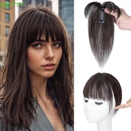 HETTY Hair Toppers with Bangs, 100% Human Hair 3D Wispy French Clip-In Fringe Extensions 4×6/5×7, Ad