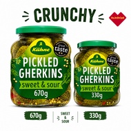 Kuhne Pickled Gherkins Sweet Sour 330g 670g | Crunchy Pickled Cucumbers | Product of Germany