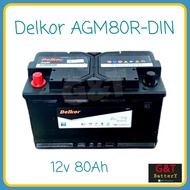 Delkor AGM80R-DIN (LN4) แบตเตอรี่รถยนต์ เดลคอร์ 80Ah ขั้ว R รองรับระบบ ISS แบตแห้ง เหมาะสำหรับ Hyund