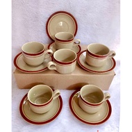 Classic Ceramic Cups 6 Pcs & Coasters 6 Pcs