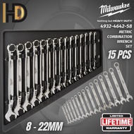 Milwaukee 15 Pcs MAXBITE Metric Combination Wrench Set / 4932-4642-58 / Heavy Duty Combination Wrenc