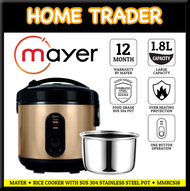 MAYER ✦ RICE COOKER ✦ SUS 304 STAINLESS STEEL POT ✦ 1L ✦ 1.8L CAPACITY ✦ MMRCS10 ✦ MMRCS18