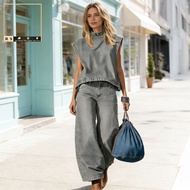 hectariy|  Two-piece Denim Outfit Women Summer Outfit Women’s Summer 2-piece Denim Set – Cap Sleeve 