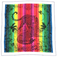 近全新愛馬仕 Carré 90 JUNGLE LOVE RAINBOW 絲巾，豹紋，動物紋，披肩，圍巾，真絲 [二手] 愛馬仕