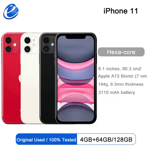 Apple iPhone 11 6.1" Original Liquid Retina IPS LCD 64/128/256GB A13 IOS A2221 A2111 Genuine iPhone1