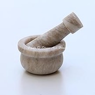 Stones And Homes Indian Brown Mortar and Pestle Set Small Bowl Marble Medicine Pills Stone Grinder for Home and Kitchen 3 Inch Polished Round Pill Crusher Herbs Spice Grinder - (7.6x4.8x3.2 cm)