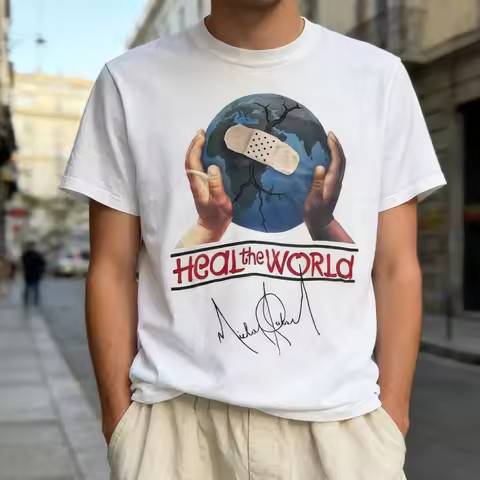 New Arrival Heal The World 2026 New Michael Jackson Album Cover Unisex Short Sleeve Men Tshirts Tee