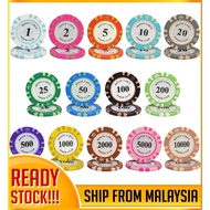 100 Pcs/Set 40mm Texas Hold'em Poker Chips Set Poker Game Casino Poker Chips