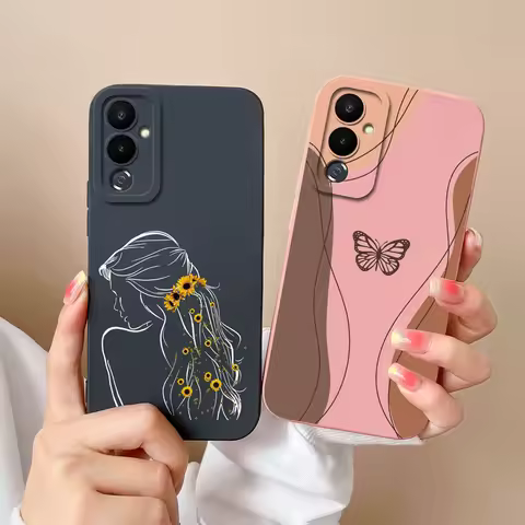 For Tecno Pova 4 Case Pretty Butterfly Cartoon Style Matte Liquid Silicone Shell For Tecno Pova 4 Pr