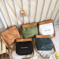 ✨Kraft Paper Bag for Women 2023 New Niche Design Vintage Crumpled DuPont Paper Bag Small Bag Shoulder Messenger Bag✨Sele