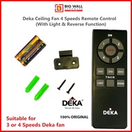 Original Deka Ceiling Fan 4 Speeds Remote Control DN With Light &amp; Reverse Function *Free 2pcs Batteries &amp; Holder