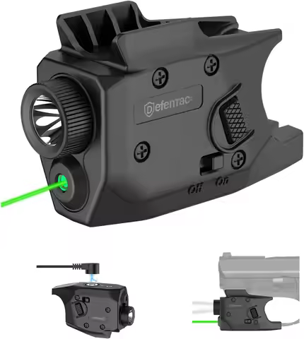 350 Lumens Pistol Light with Green Laser, Magnetic Rechargeable for M&P Shield and Plus, 9mm/.40 Com