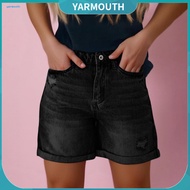 YYR_ Soft Stretchy Denim Shorts Women High-waisted Denim Shorts Women’s High Waist Ripped Denim Shor