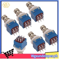 【W】6PCS Guitar Effect Pedal Switch 3PDT Foot Switch PCB Button Latching On-on 9 Pins True Bypass Blu