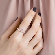 天然水滴形梨形粉紅剛玉 微鑲鑽石 純 18K 金戒指 | 客製手工
