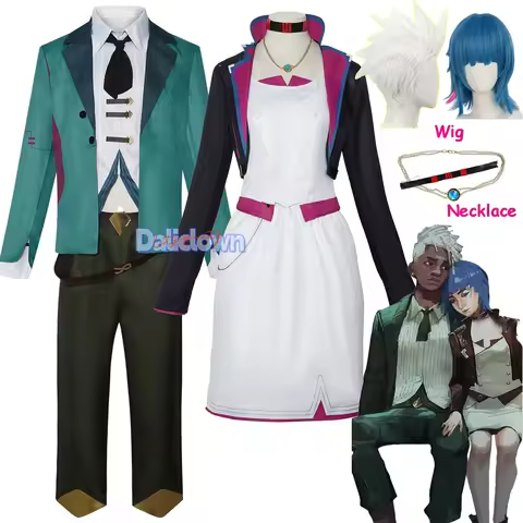 Powder Jinx Cosplay Game LOL Arcane S2 Ekko Cosplay Costume AU Party Dance Dress Jacket Wig Hair Hal