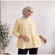 Tq88indonesia Trendy SASMITA Stripe Blouse Long Sleeve Striped Cheongsam Blouse