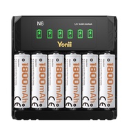 Yonii N6 เครื่องชาร์จแบตเตอรี่ 1.2V 1.5V Ni-Mh เครื่องชาร์จแบตเตอรี่ AA1800mAh AAA800mAh เครื่องชาร์