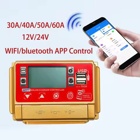 30A 40A 50A 60A MPPT Solar Panel Charge Controller 12V/24V LCD Digital Display Screen bluetooth Wifi