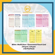 Punch card / Punch Card Kerajaan / Time Card / Time Recorder Punch Card / Attendance Card -100's