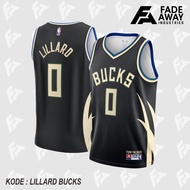 NBA Milwaukee Bucks Damian Lillard Basketball Jersey #0 Black - Children & Adults