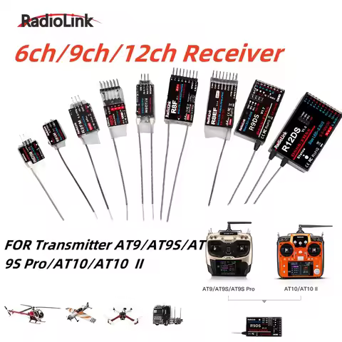 Original Radiolink R12DSM R12DS R9DS R6DSM R6DS RC Receiver 2.4GHZ Work with Transmitter AT9/AT9S/AT