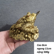 Tượng Thiềm thừ cóc 3 chân cóc ngậm tiền chất liệu bằng đồng vàng MS19