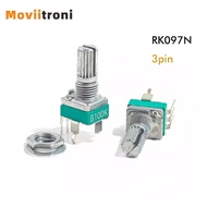 5PCS RK097N 3Pin Potentiometers Switches 15mm 5K 10K 20K Shaft Amplifier Sealing Potentiometers