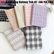 For Samsung Galaxy Tab A7 10.4 SM-T509 SM-T500 SM-T505 Tab A8 10.5 (2021) SM-X200 SM-X205 Tab S6 Lite 10.4 SM-P619 SM-P613 Fashion 3D Color Checkered Woven Skin Tablet Case
