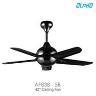 Alpha AF838PWT 42" Ceiling Fan with 5 Blades and 4 Speed Remote Control Black Color